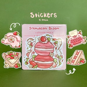 Strawberry Sticker Pack: Handmade Jumbo Vinyl Stickers for Stationery, Journaling, and Scrapbooking (Set of 5)