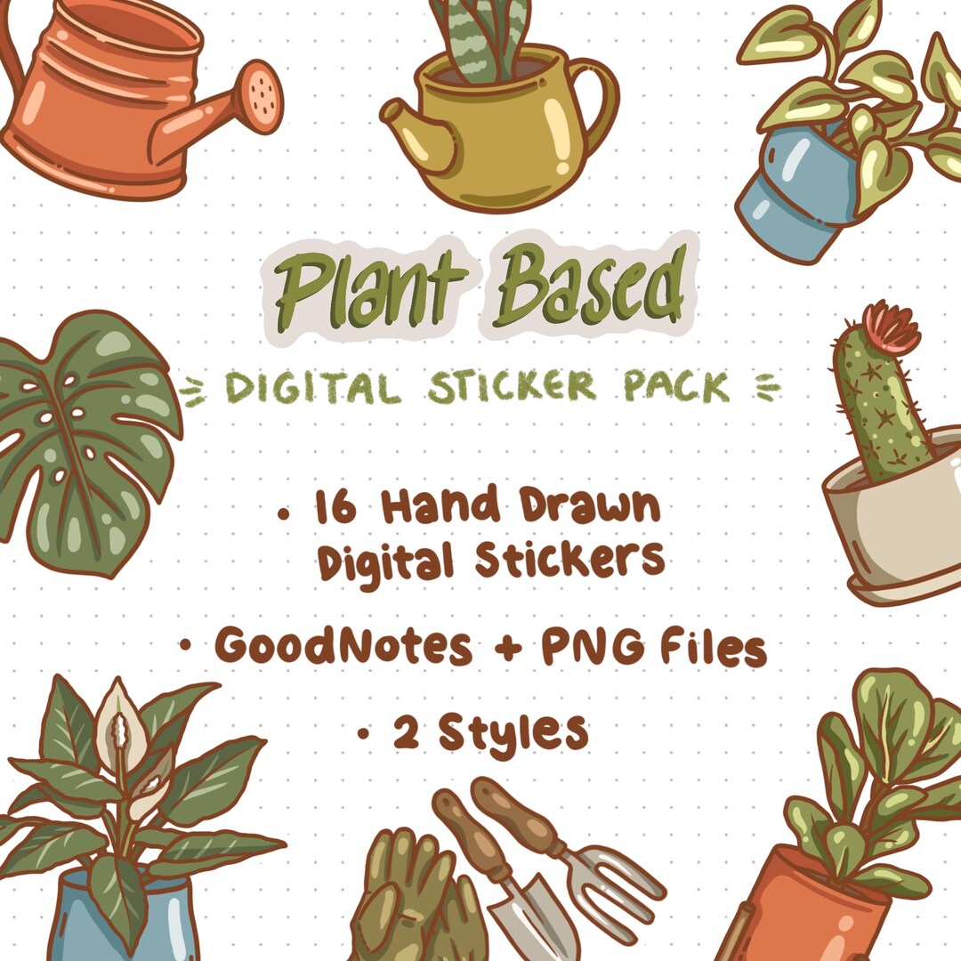 Plant Stickers Digital Pack Goodnotes PNG Planner Set of 16 - Etsy