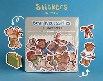 Teddy Bear Sticker Pack Journal Bear Sticker Flakes Scrapbook Stationery Gift Penpal Stickers Cute Planner Decor Supplies Teddy Bear Theme
