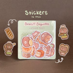 Bear Sticker for Stationery Cute Teddy Bear Theme Bread Journaling Sticker Pack for Scrapbooking Animal Sticker