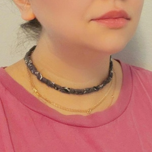 Sarah Cameron outer banks bandana necklace inspired, braided, twisted, obx, John B, choker, grey, Boho style, gift