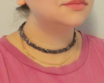 Collar con bandana inspirado en los Outer Banks de Sarah Cameron, trenzado, retorcido, obx, John B, gargantilla, gris, estilo boho, regalo