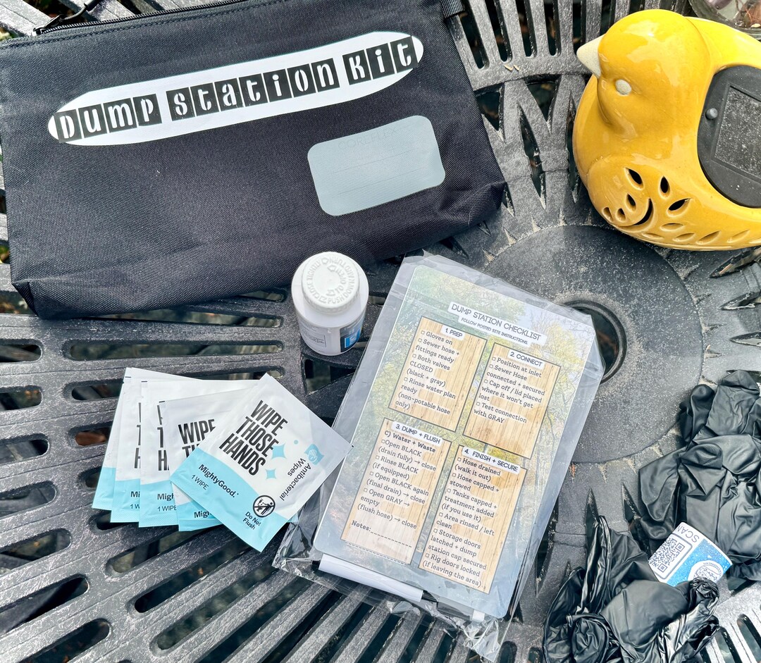 RV Dump Station Kit With Checklist Magnet | Travel Trailer Supplies Bag ...