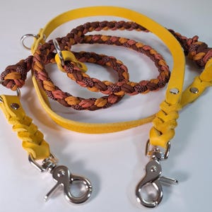 Round 15 mm leash - Handmade dog leash made of paracord and greased leather