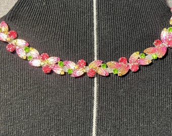 Pink  Rhinestone  Trim, Bridal Embellishments, dance costume trim