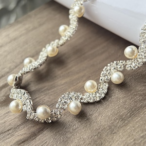 glowing Pearl trim ,rhinestone decorative chain, 1 Strands Beaded Mala,  for Wedding Mala, BridesMaid DIY