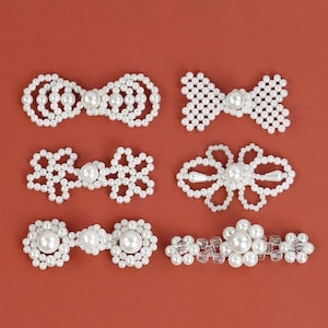 Pearl Frog Buttons,  Pearl Chinese Knot Frog Closure Sewing Fasteners for DIY Sewing Sweater Scarf Costumes Outfit Decoration 5 pcs