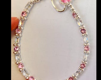 tennis bracelet diy kit , crystal necklace making craft kit , Crystal Bridal Bracelet, best gift for her
