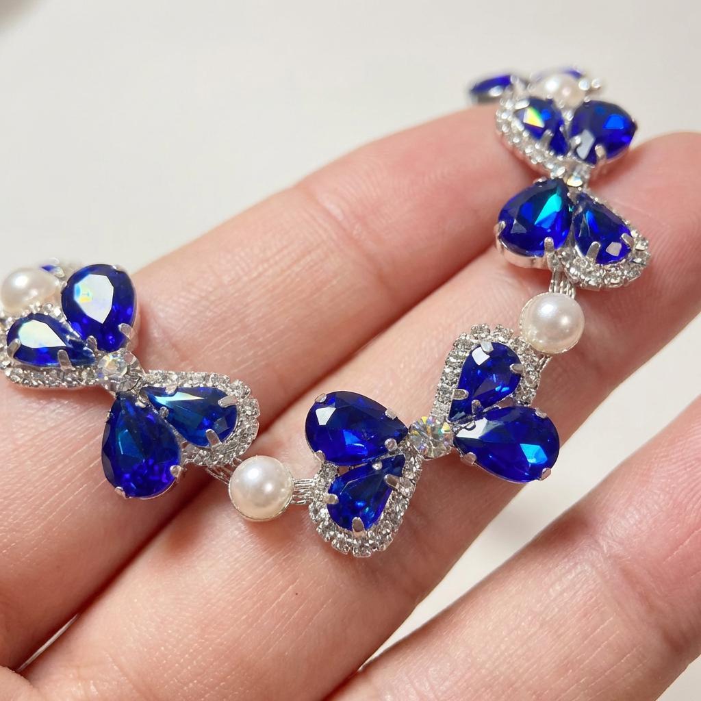 Royal Blue Rhinestone Belt for Wedding - Etsy display picture 3