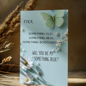 something blue  Proposal card, custome Will You Be My Something Blue Template,
