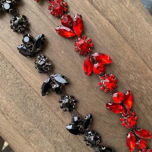 Adorno de diamantes de imitación rojos con brillo, adorno de cristal para decoración de banda de sombrero, aplique cosido a mano, para coser en vestidos, ropa, zapatos, bolsos