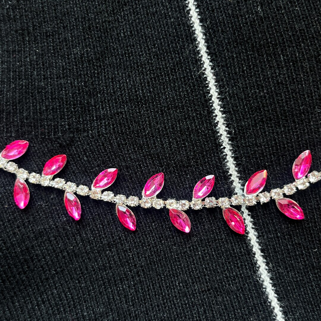 Fuschia Crystal Rhinestone Chain: Silver Trim, DIY Jewelry Craft Supply ...