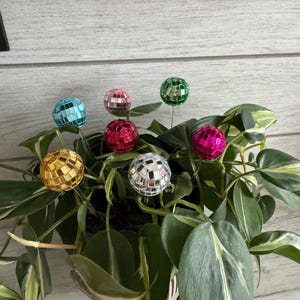 Plant Buddy - Disco Ball - Plant Stake 6" Plant Decoration