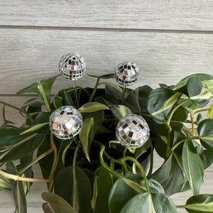 Plant Buddy -4 Pack Disco Ball - Plant Stake 6" Plant Decoration