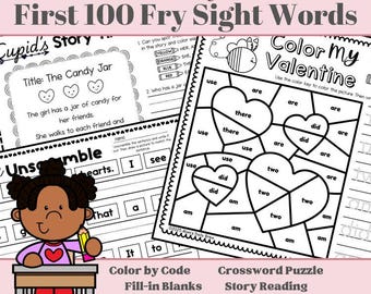 Valentine's Day First 100 FRY Sight Word Activity | No Prep | 15 Pages