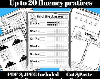 Up to 20 Addition Subtraction | NO Prep Printables |PDF JPEG Included | 30 Pages