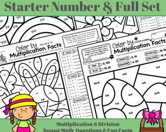 Easter Color by Code | Multiplication Division | NO PREP | Differentiated | 12 Pages