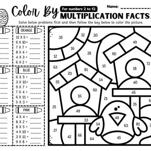 Easter Spring Color by Code | up to 12 Multiplication | by Numbers ...