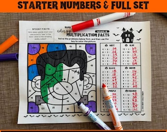 Halloween Color by Code | Multiplication Division | Up to 12 | 2 Formats
