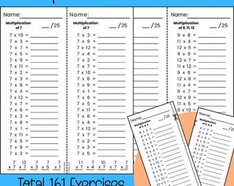 Complete Multiplication Worksheets | Daily Practices | 161 Sheets | PDF Instant Download