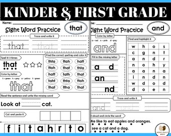 First 100 Fry Sight Word Practices | Total 203 Pages | Include Crossword Puzzle