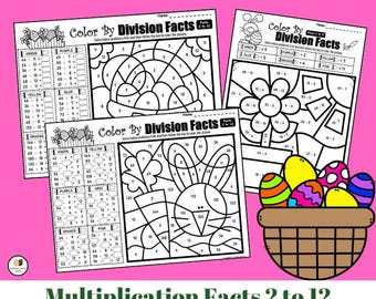 Easter Spring Color by Code Division | 2 to 12 | By Numbers & Questions | 14 Pages