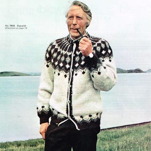 Vintage Icelandic Knitting Pattern - Button Front Sweater - PDF Pattern - Nordic Sweater - Sigvaldi - Men and Women