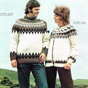 Vintage Icelandic Knitting Pattern Sweater & Cardigan PDF Pattern ...
