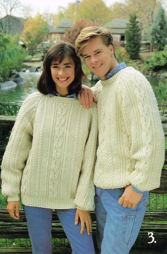 Vintage breipatroon visserstrui voor heren en dames PDF digitale download afdrukbaar breipatroon Retro 80 s Aran Etsy Nederland