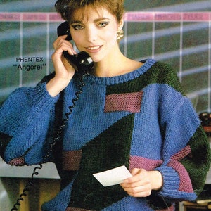 Vintage Knitting Pattern - Women’s 90’s Geometric Sweater - PDF Download - retro 1990’s Women’s Pullover