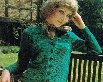 Woman’s Cardigan Knitting Pattern - PDF Download - Retro 1970’s Sweater Coat