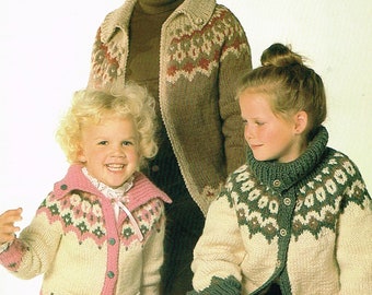 Kids Knitting Patterns: Cozy Fair Isle Cardigans - E Pattern - PDF Digital Download - Children's Sweaters