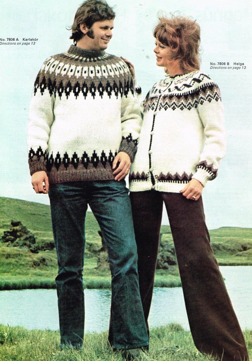 Vintage Knitting Pattern Retro Sweaters His and Hers Pullover or Cardigan Pattern PDF Instant download Icelandic Yarn