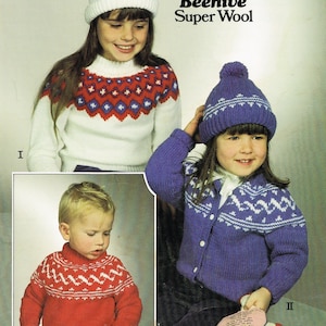 Vintage Knitting Pattern: Fair Isle Sweaters for Kids - PDF Digital Download - Printable Knitting Pattern - 80's Pullovers for Children