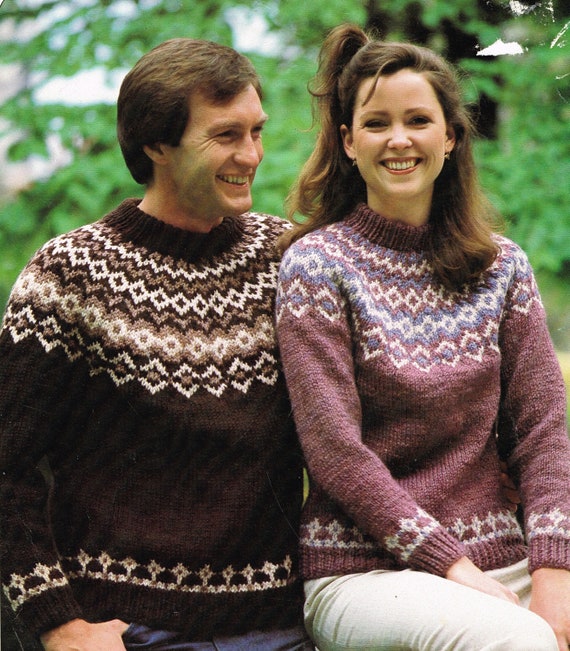 Vintage Knitting Pattern: Nordic Sweater - PDF Digital Download - Printable Knitting Pattern - 80's Pullovers for Men & Women