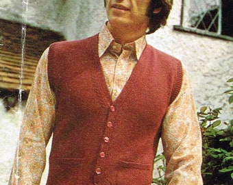 Vests for Men and Women - PDF Downloeadable Vintage Knitting Patterns - 70’s vest - 1970’s