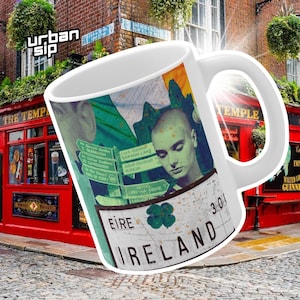 Ireland Collage Mug: Dublin Landmarks, Celtic Design