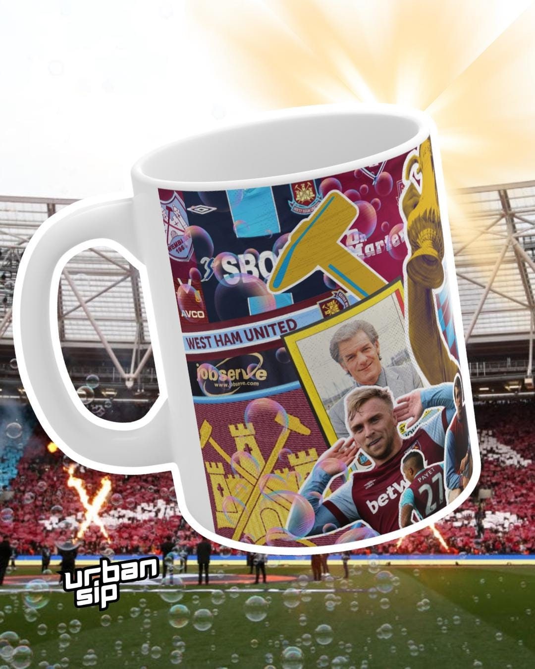 West Ham United F.C. Ceramic Mug: Iconic Players & Kits