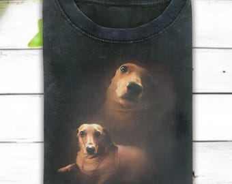 The Dachshund Dog Portrait Shirt, Vintage Funny Dachshund Shirt, Cringe Dachshund  Humor Tee, Dog Portrait Parody Shirt, Dachshund Shirt