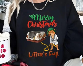 Chemise pleine drôle de chat de la portée Joyeux Noël, chemise de Noël drôle de chat, t-shirt de Noël complet de portées, chemise drôle de chat de Noël, cadeau d'amoureux des chats