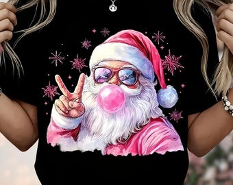 Santa Bubble Gum Christmas Tshirt, Christmas Santa Sweatshirt, Funny Christmas Gifts, Xmas Bubble Gum Shirt, Santa Claus Christmas Sweater