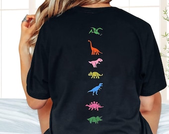 Comfort Colors Colorful Dinosaur Shirt, Dinosaur On The Back Shirt, Dinosaur Gifts, Dinosaur Lover Shirt, Dinosaur Gift, Unisex Dinosaur Tee