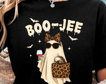Comfort Colors Boo-Jee Halloween Shirt, Boo Jee Leopard Ghost Tshirt, Halloween Coffee Ghost Shirt, Boujee Ghost Hoodie, Spooky Season Tee