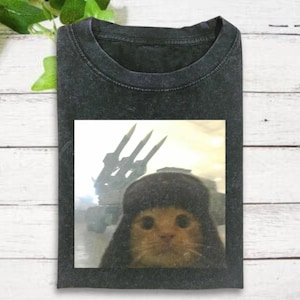 Funny Scaring Milltary Cat Shirt, Meme Cat Shirt, Silly Cats Shirt, Gen Z Joke Shirt, Stupid Brainrot Gift, Cat Lover Gift, Cool Cat Shirt