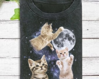Vintage Three Cats Moon Shirt, Cat Moon Meme Shirt, Cat Lovers Gift, Funny Cat Shirt, Retro Cat Shirt, Cute Cat Shirt, Funny Cat Shirt