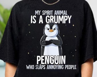 T-shirt animal esprit pingouin grincheux, t-shirt humour sarcastique drôle