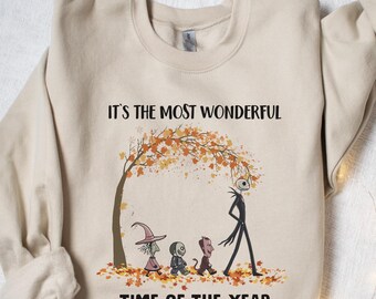 Its The Most Wonderful Time Of The Year Halloween Sweatshirt, Vintage Retro Skeleton Shirt, Retro Fall Shirt, Halloween Autumn Leaves Shirt