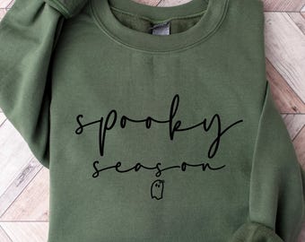 Spooky Season Sweatshirt, Ghost Halloween Hoodie, Fall Crewneck Tee, Cute Spooky Ghost Sweater, Womens Halloween Fall Sweatshirt