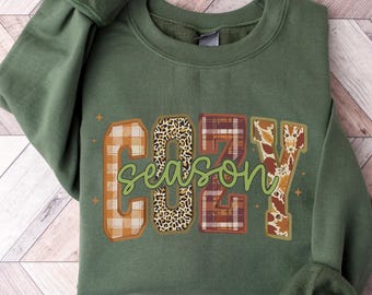 Cozy Season Sweatshirt, Retro Fall Sweatshirt, Get Cozy Sweatshirt, Womens Fall Sweaters, Fall Graphic Tee, Women Fall Shirt,Sweater Weather