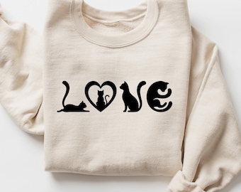 Cat Sweatshirt, Cat Love Shirt, Cat Mom Shirt, Gift For Cat Lover, Women Funny Sweatshirt, Gift for Cats Lover, Cat Mom Sweatshirt